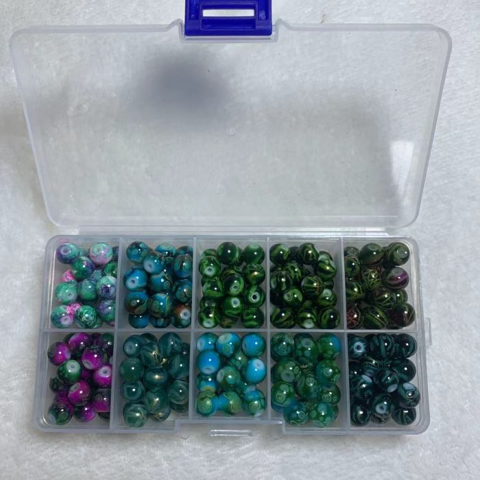 Green 8mm glass beadbox set(200pcs)