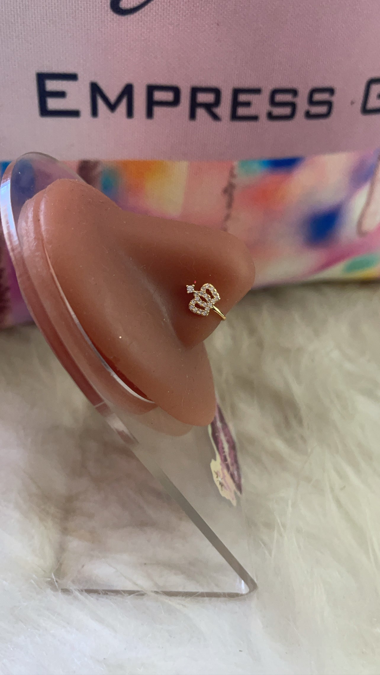 Empress crown faux nose ring cuff