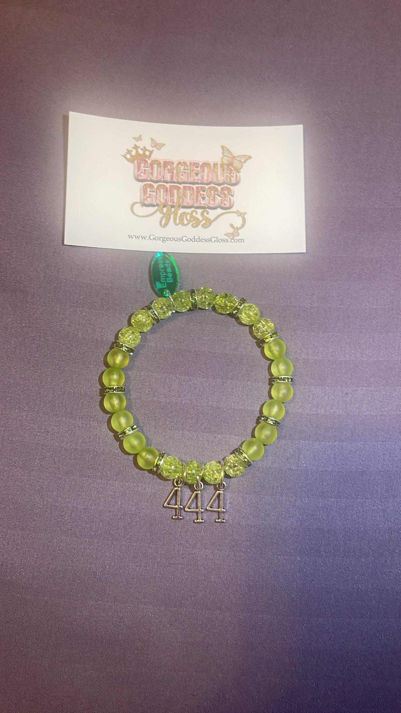 Yellow Crackle Angel 444 Number charm bracelet