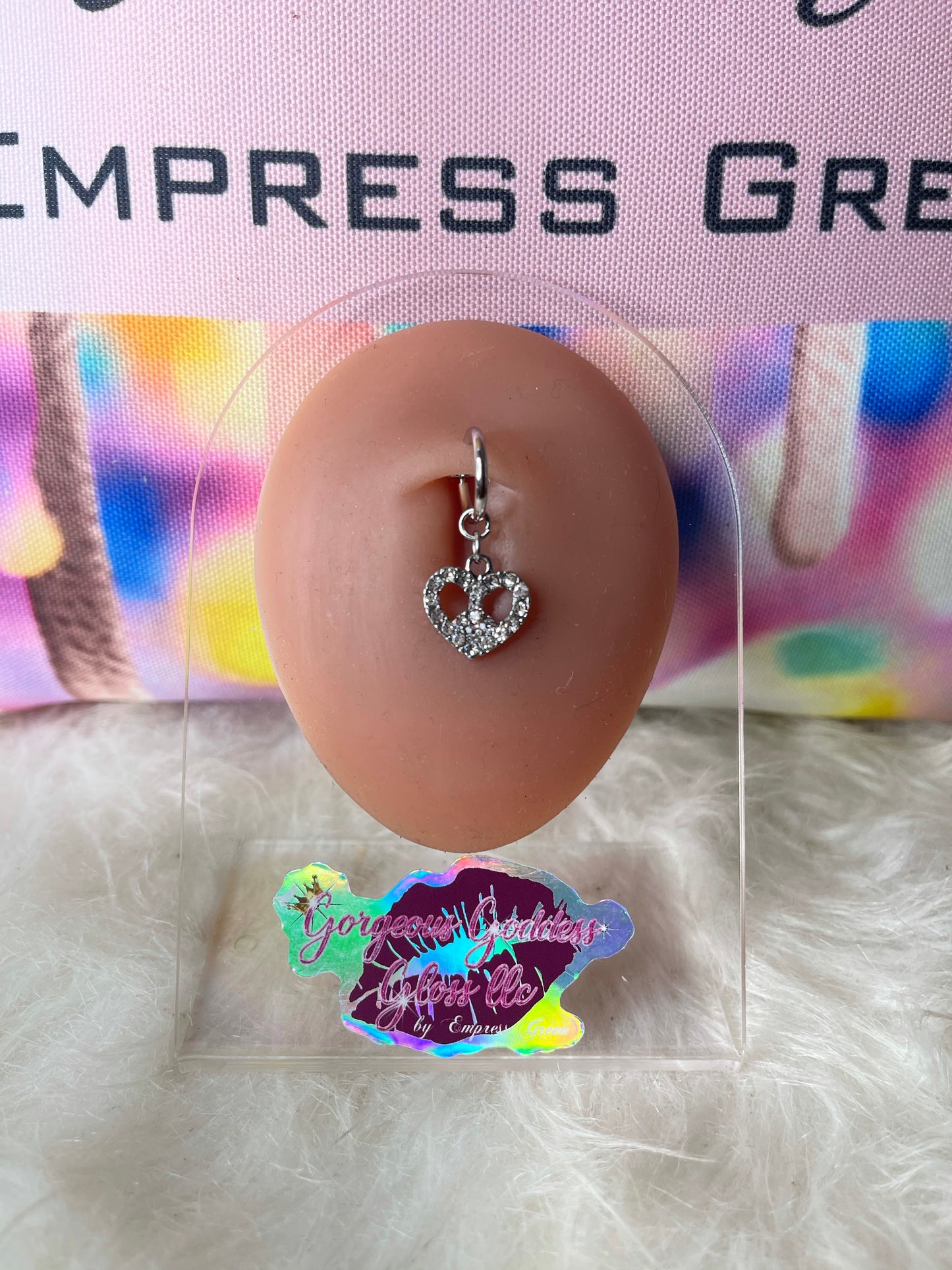 Silver heart Clip on belly / Navel ring