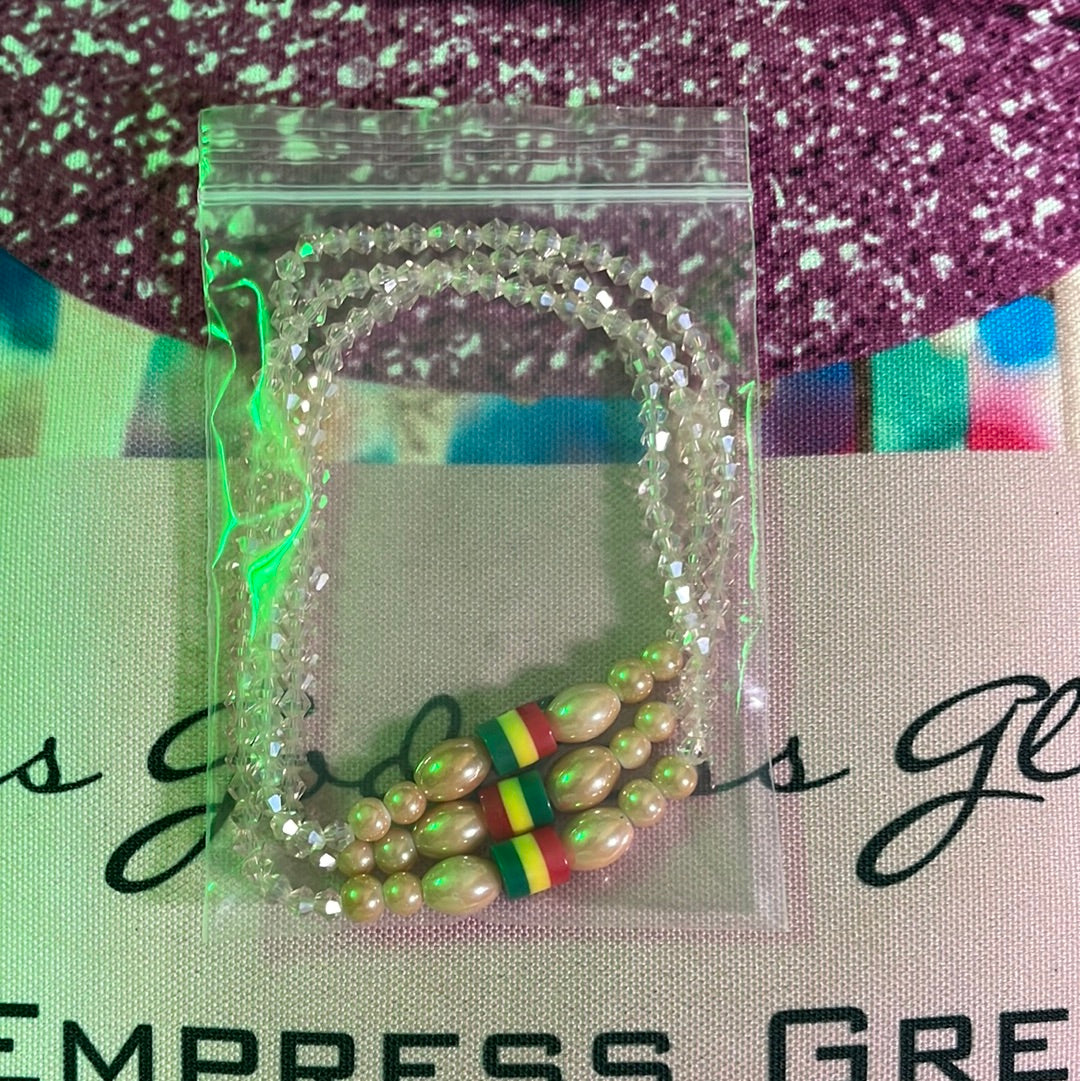 Clear Rasta pearl Waist, Wrist & Anklet Beads