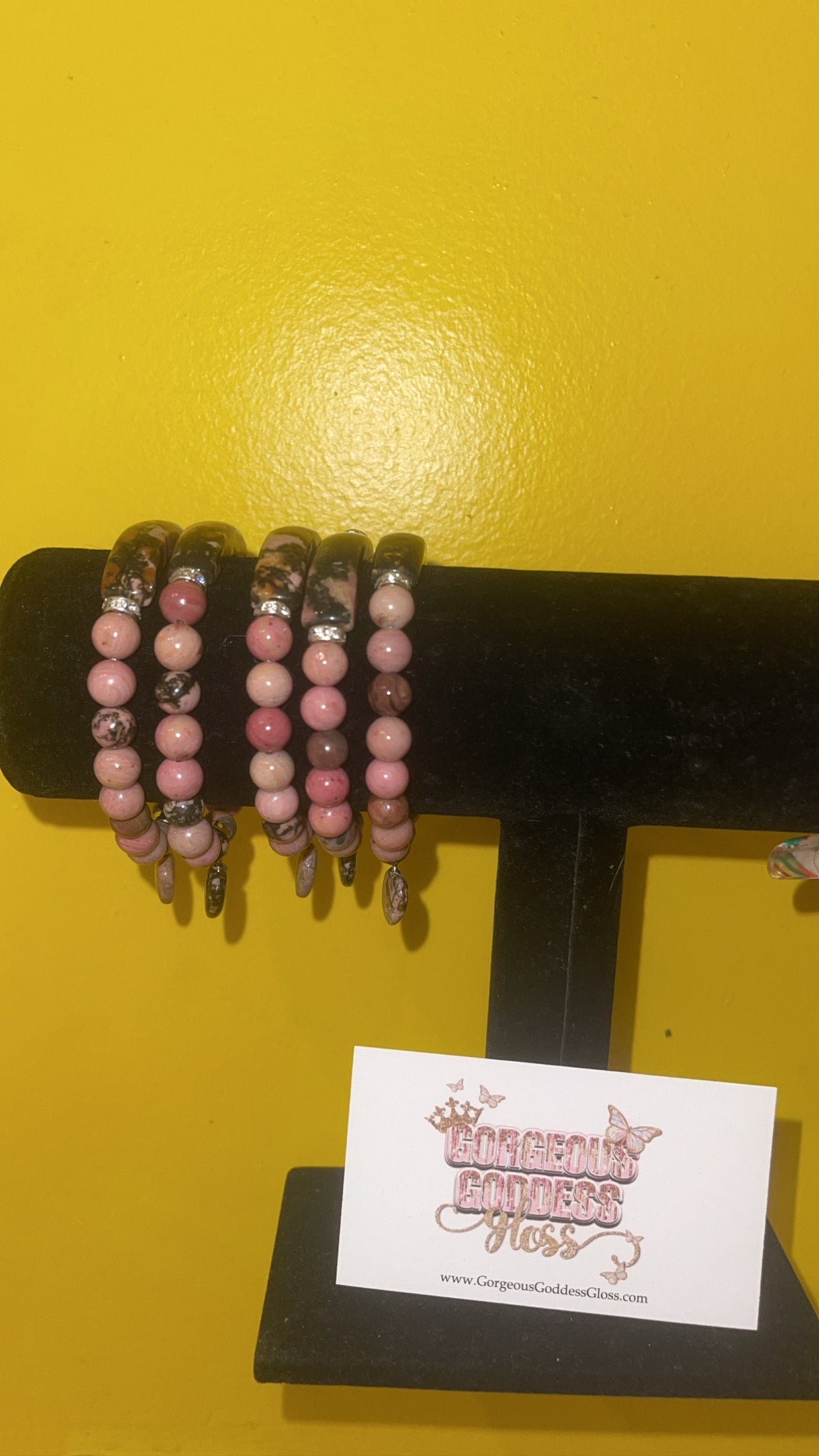 Rhodonite Bridge Heart Crystal Bracelet