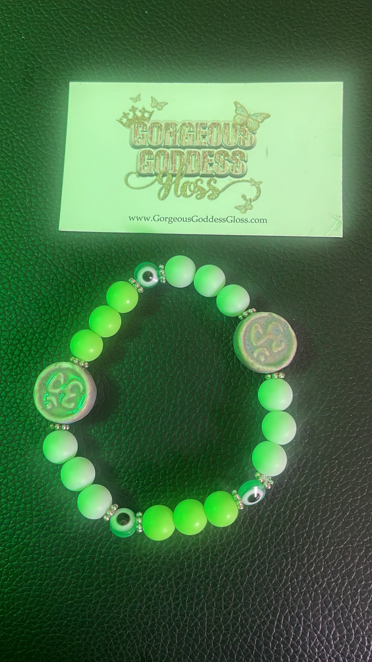 Double Zen Om Green & White Evil Eye 🧿 Bracelet