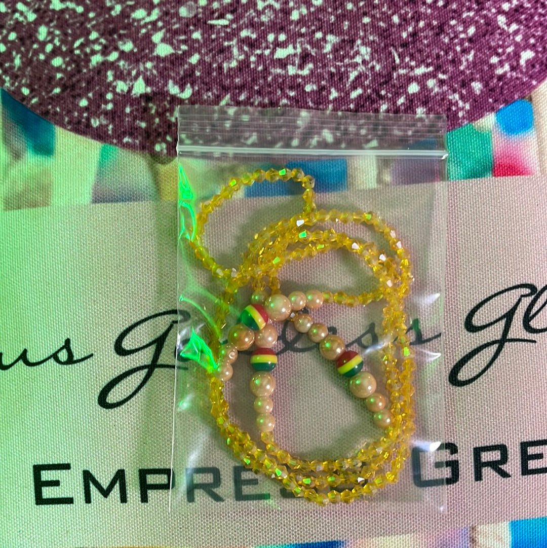 Yellow Rasta pearl Waist, Wrist & Anklet Beads