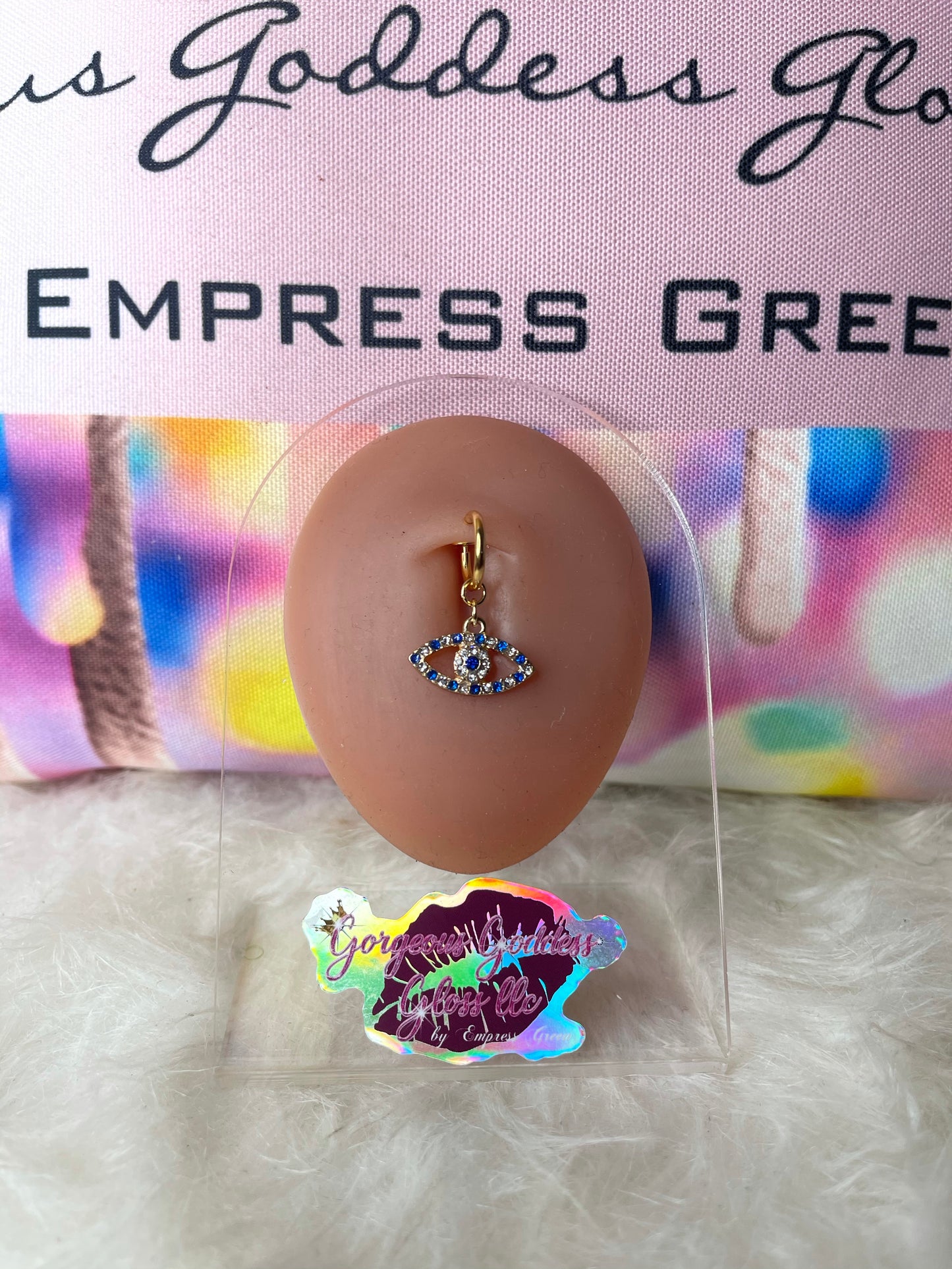 Blue bling Evil Eye clip one belly / Navel ring