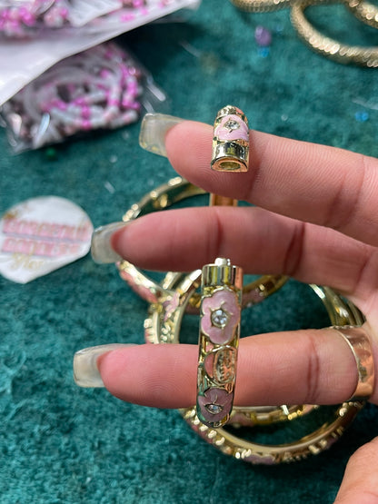 Pink Flower open bangle 1pc