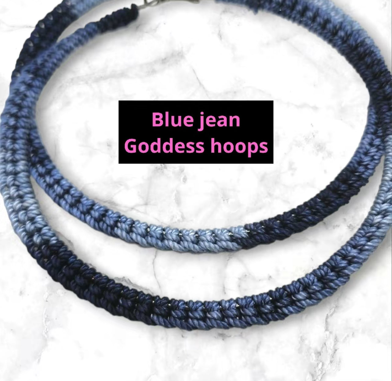 Blue Jeans  Crochet Earrings