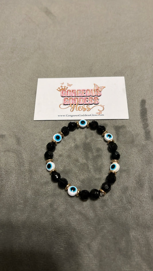 White   Evil Eye Custom Name / Plain  Single Bracelet