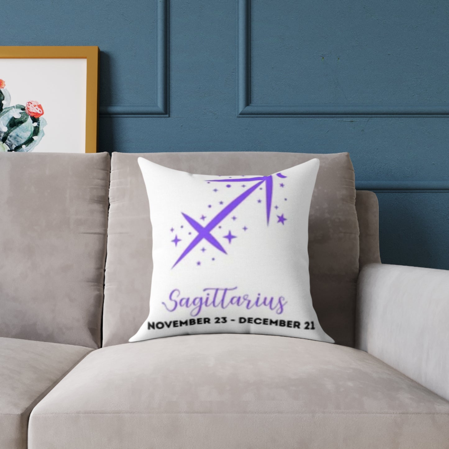 Sagittarius  ♐️ Zodiac Poly Canvas Pillow - Cute Aries Bear Design with Horoscope Dates