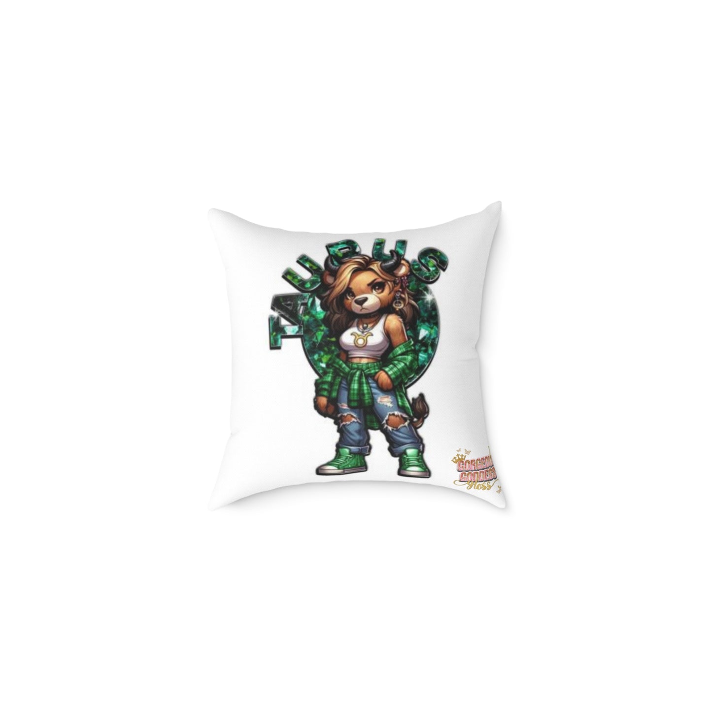 Taurus  ♉️ Zodiac Poly Canvas Pillow - Cute Aries Bear Design with Horoscope Dates