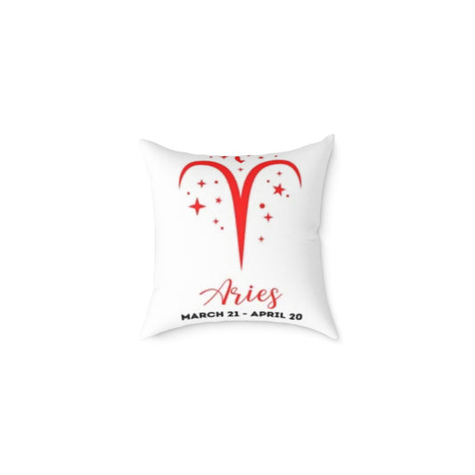 Aries Zodiac Poly Canvas Pillow - Cute Aries Bear Design with Horoscope Dates