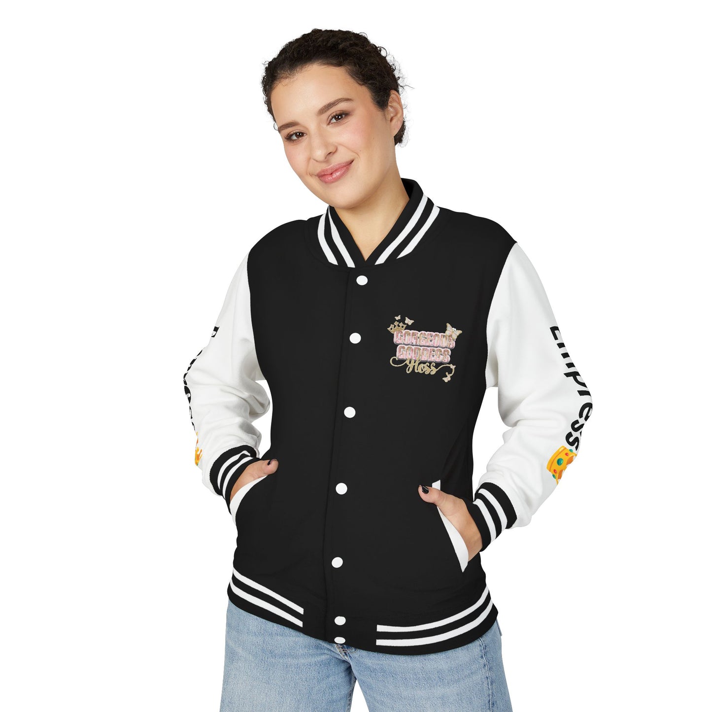 Unisex Heavyweight Letterman Jacket - Gorgeous Goddess Empress Design
