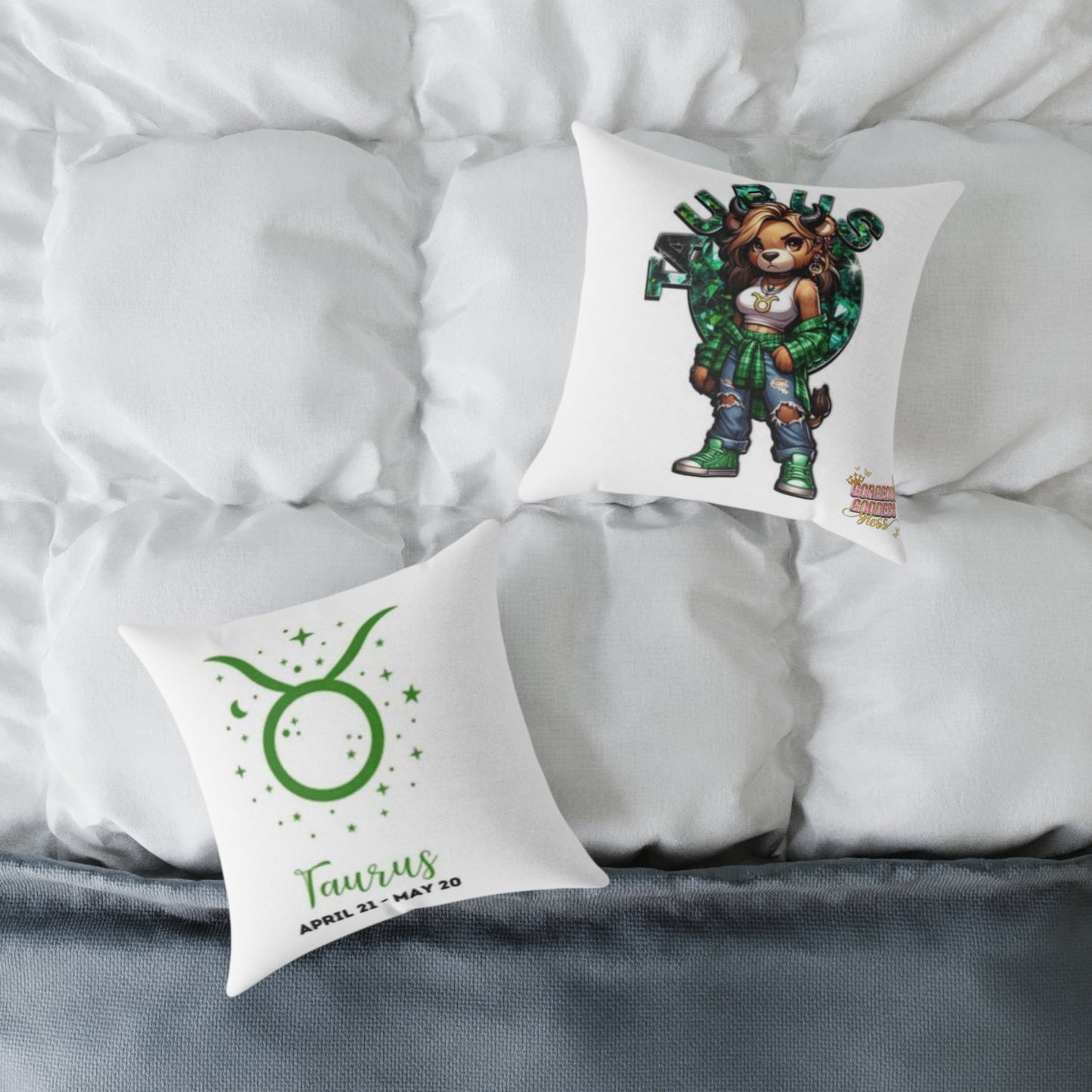 Taurus  ♉️ Zodiac Poly Canvas Pillow - Cute Aries Bear Design with Horoscope Dates