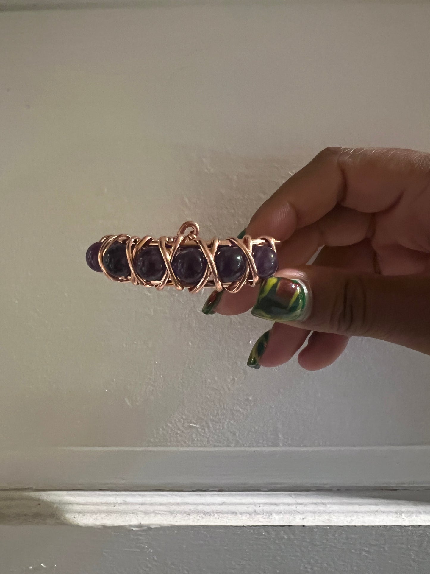 Amethyst Gemstone Copper Wire Beaded Bracelets