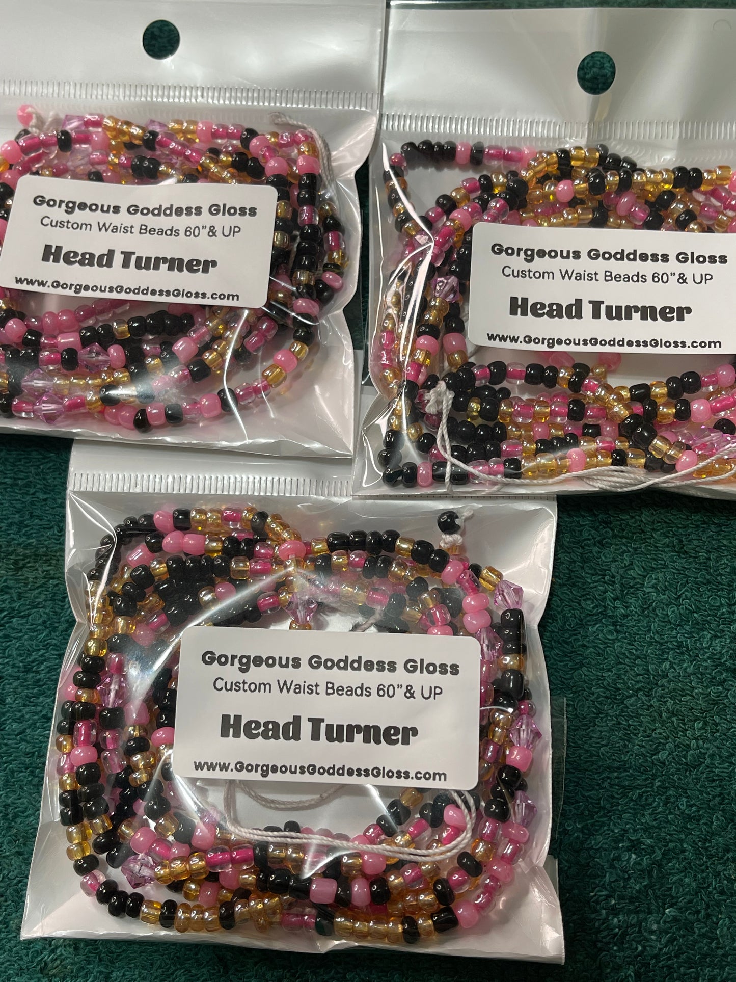 Head Turner   custom Waist-bead Gem Tie on waist beads(Add 4 one will be FREE )