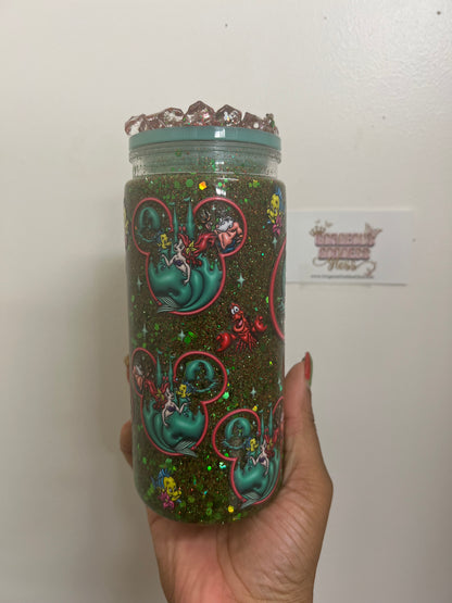 Little Mermaid Mickey Mouse Head custom Snowglobe Cup 20oz (AS PHOTO)