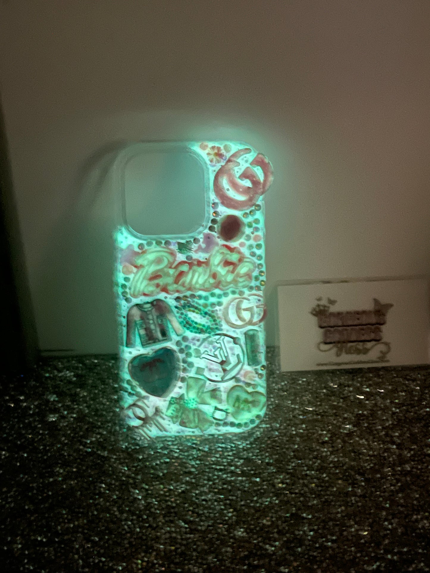 Designer (GLOW IN THE DARK) Custom Junk iPhone Case NO DESIGNER CHARMS