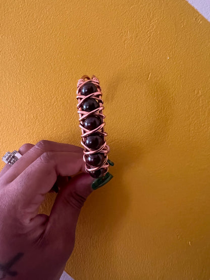 Garnet Gemstone Copper Wire Beaded Bracelets
