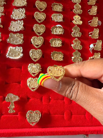 Small HK Bow Face Heart  Nugget Ring