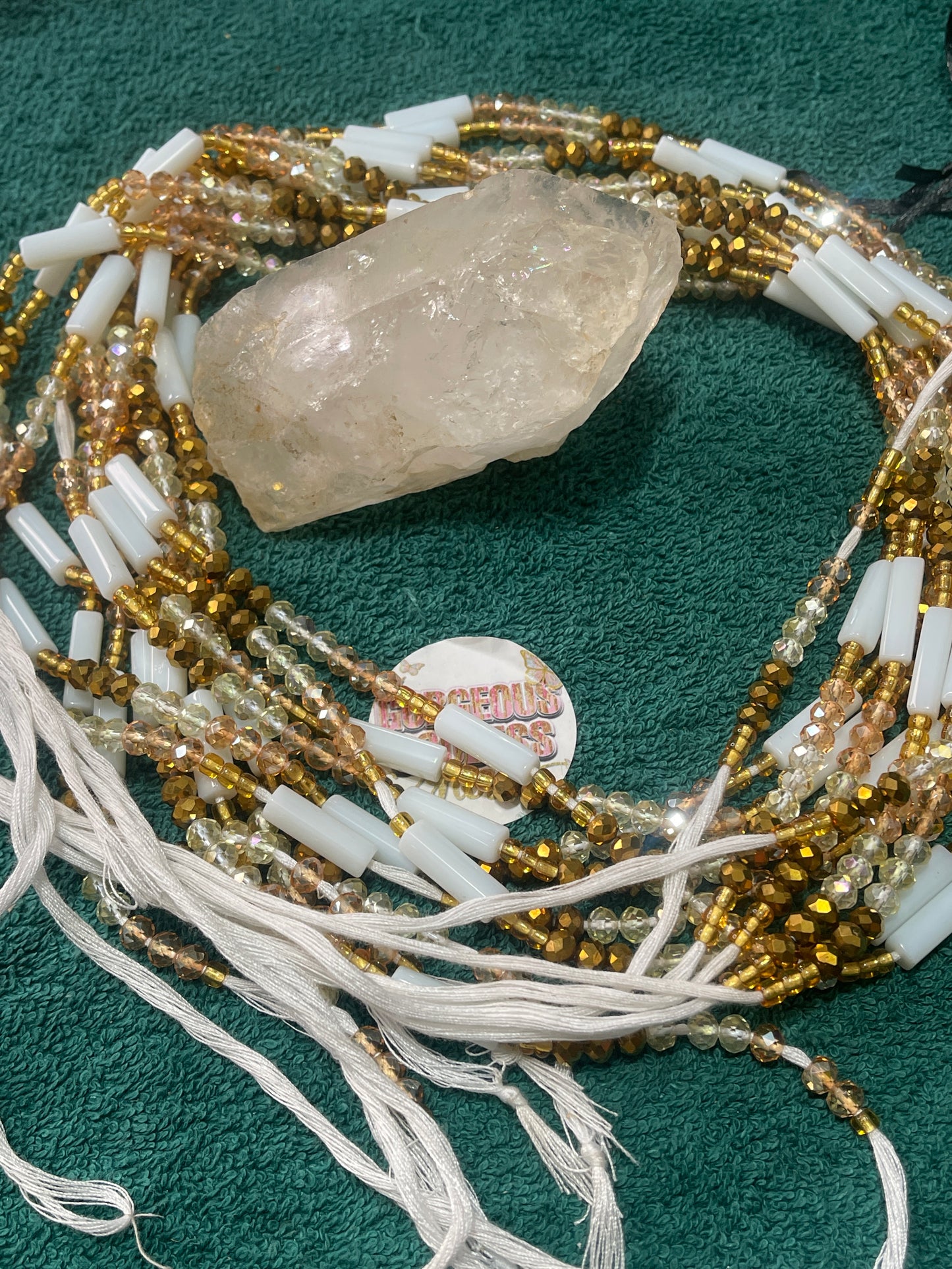 Goldie Locs Gem Tie On a custom Waist-bead Gem Tie on waist beads