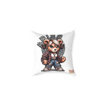 Aries Zodiac Poly Canvas Pillow - Cute Aries Bear Design with Horoscope Dates