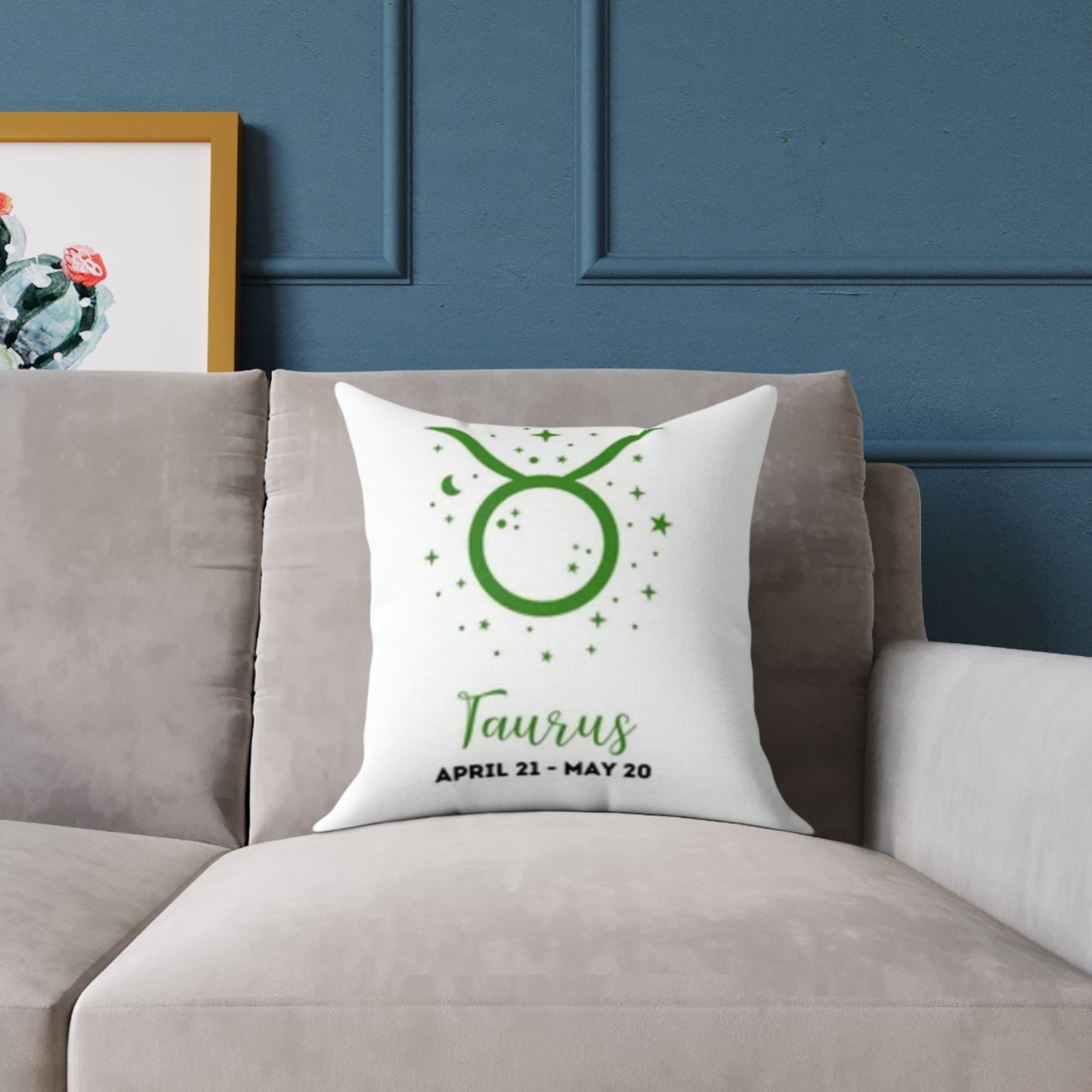 Taurus  ♉️ Zodiac Poly Canvas Pillow - Cute Aries Bear Design with Horoscope Dates