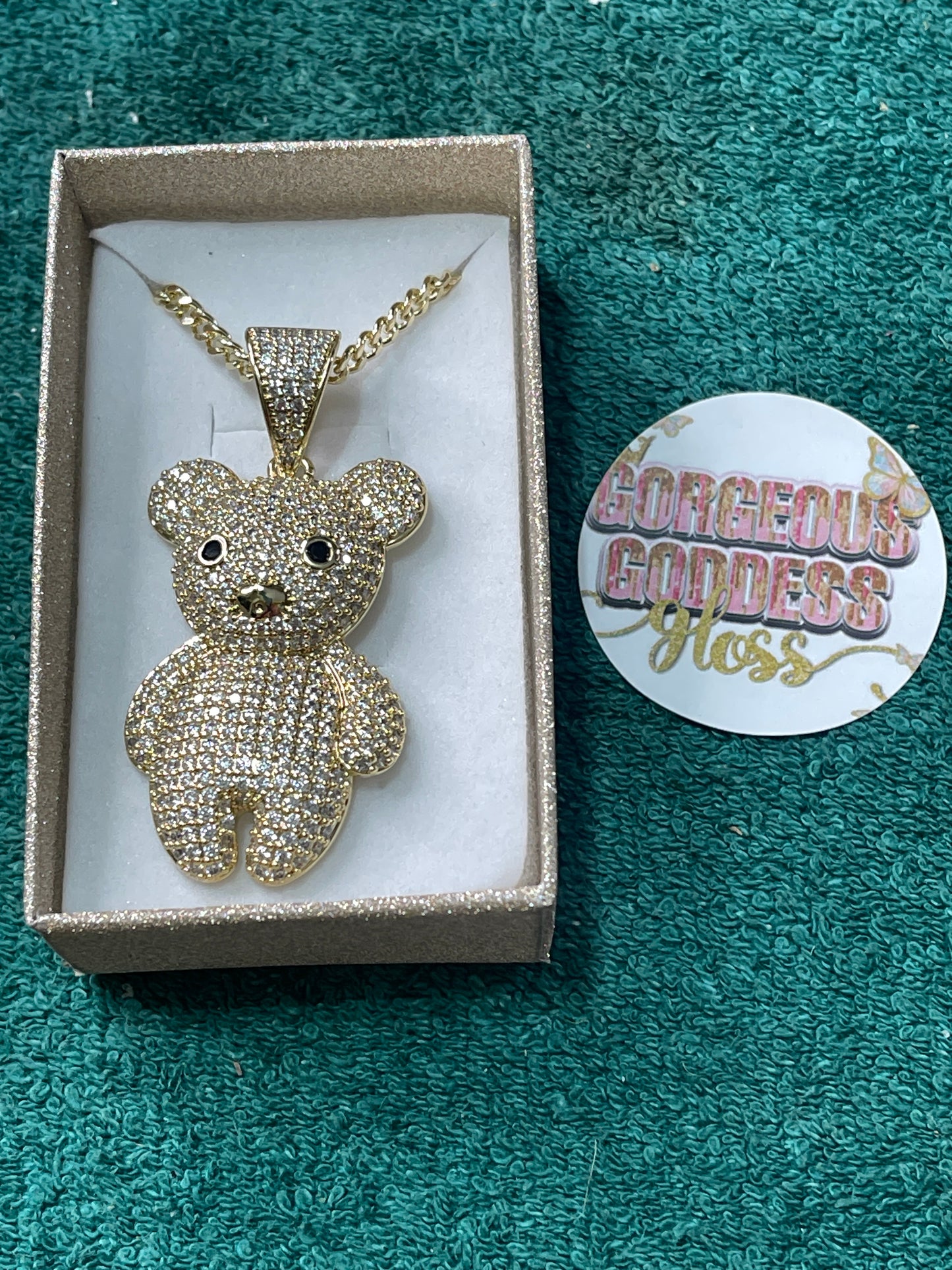 Bling Fat Teddy Bear Gold Filled