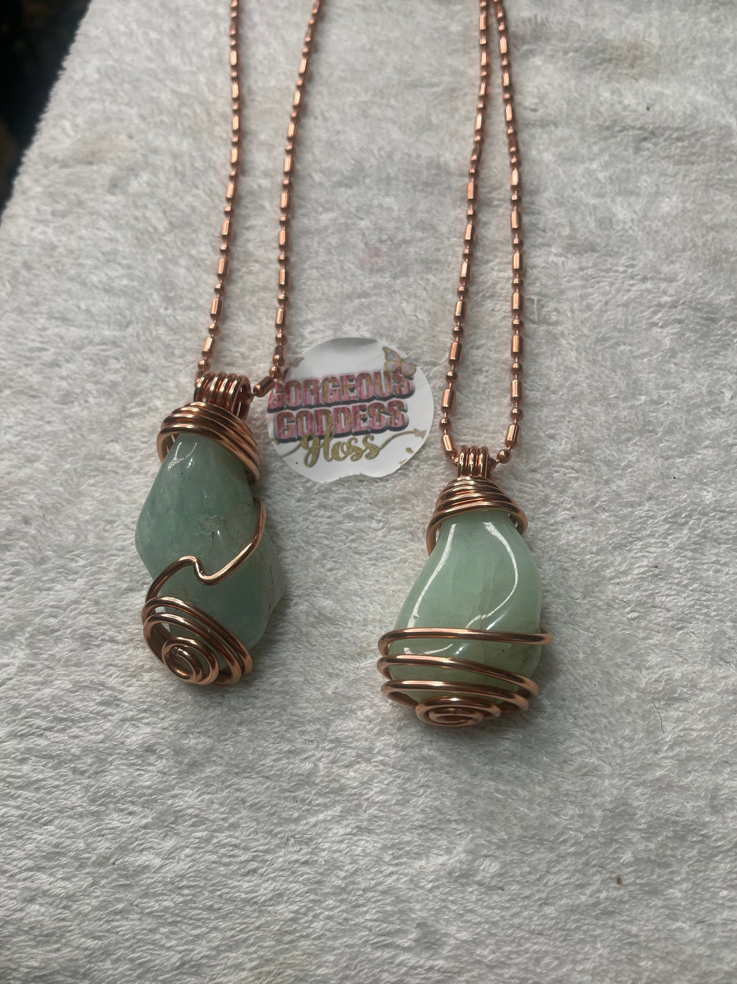 Aquamarine Crystal With Copper Ball Necklace