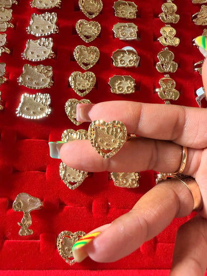 Small HK Bow Face Heart  Nugget Ring