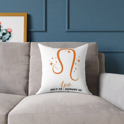 Leo ♌️ Zodiac Poly Canvas Pillow - Cute Aries Bear Design with Horoscope Dates