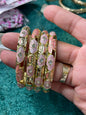 Pink Flower open bangle 1pc