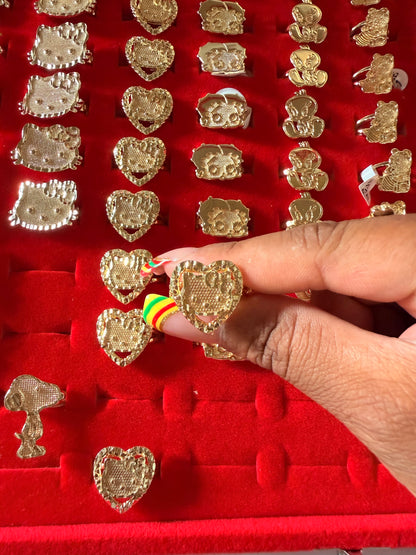 Small HK Bow Face Heart  Nugget Ring