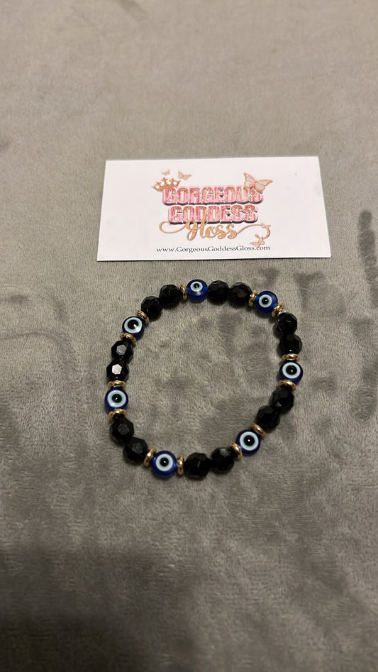 Dark Blue Evil Eye Custom Name / Plain  Single Bracelet