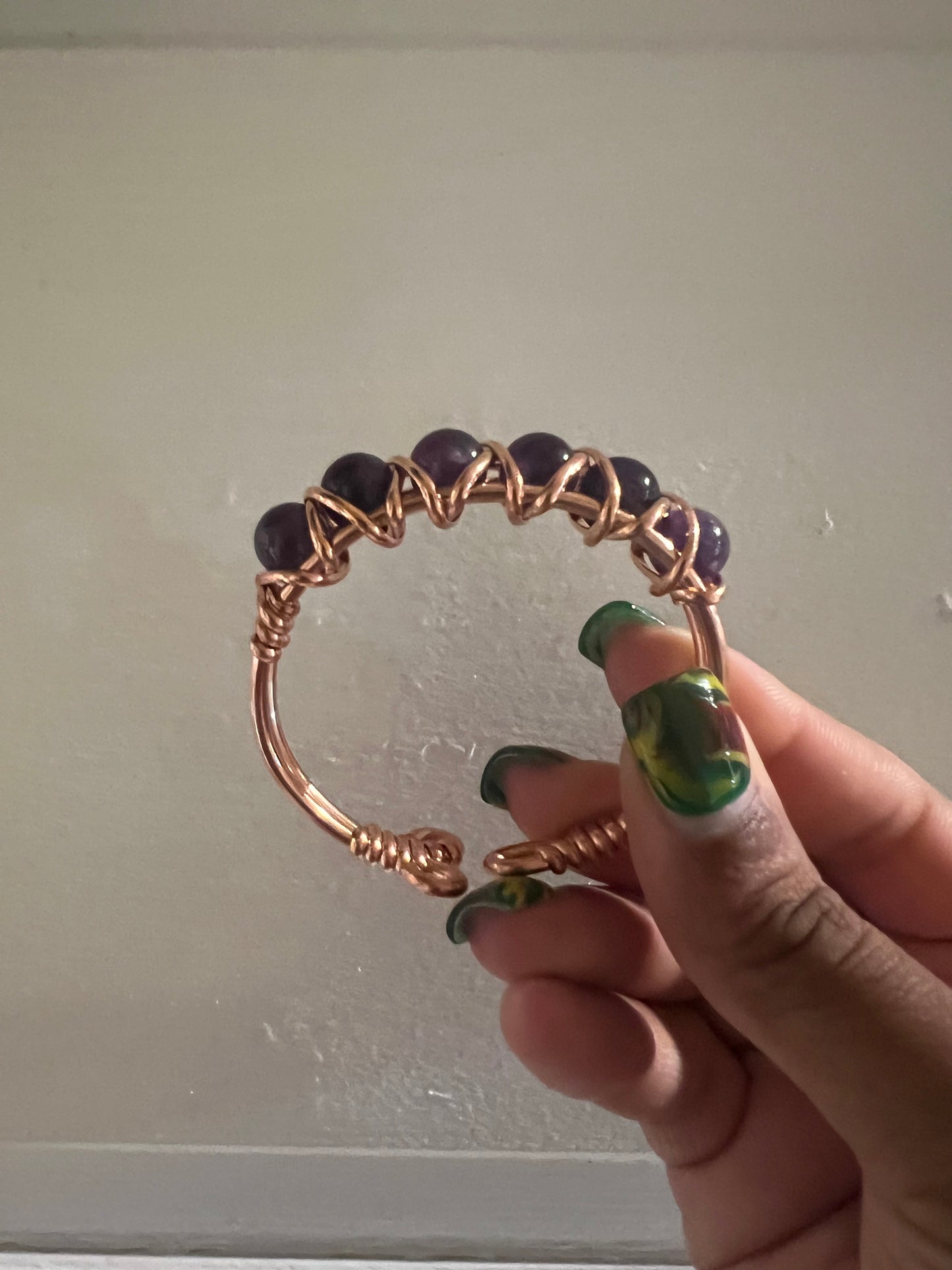Amethyst Gemstone Copper Wire Beaded Bracelets