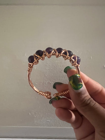 Amethyst Gemstone Copper Wire Beaded Bracelets