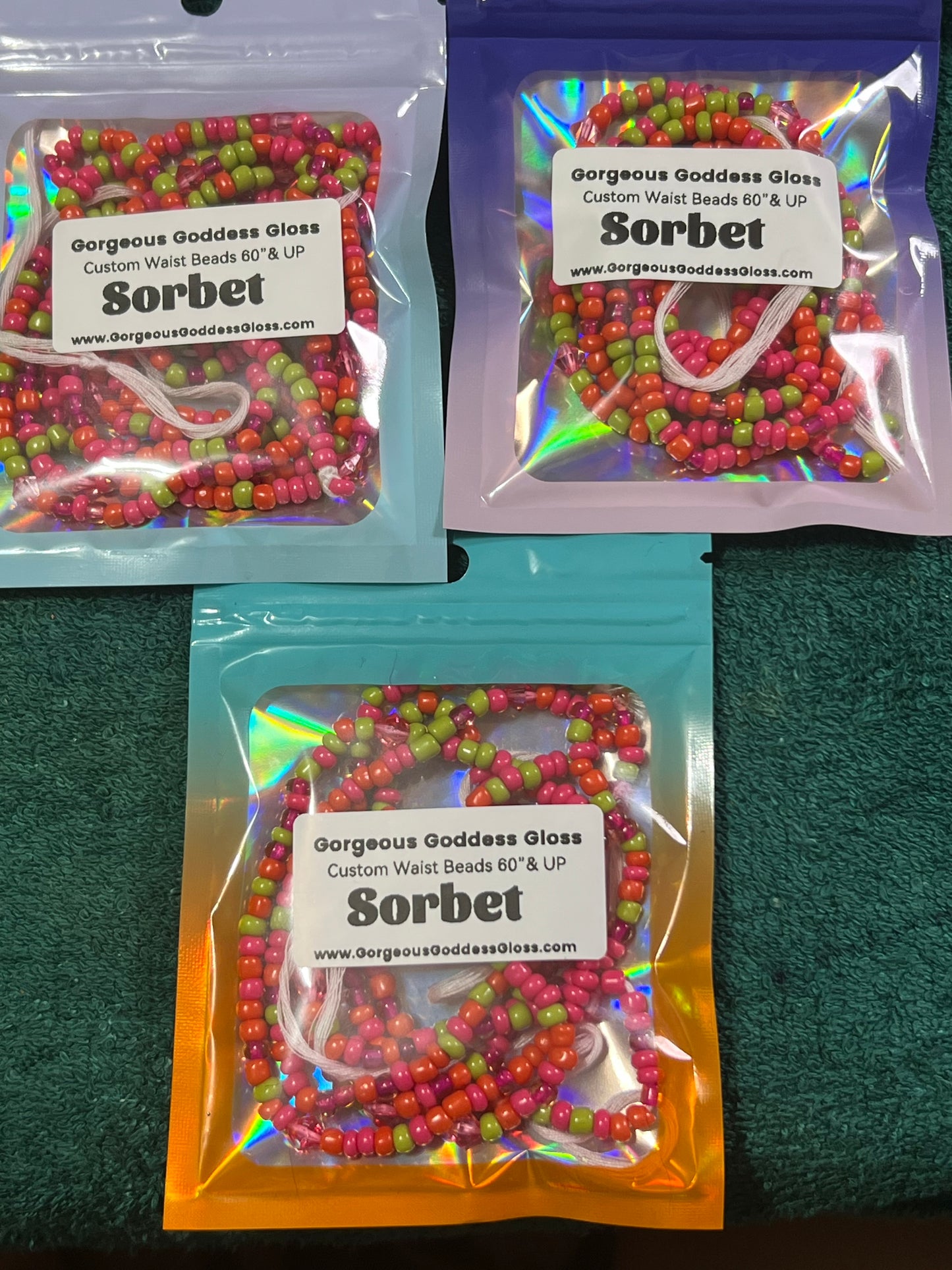 Sorbet  custom Waist-bead Tie on waist beads(Add 4 one will be FREE )