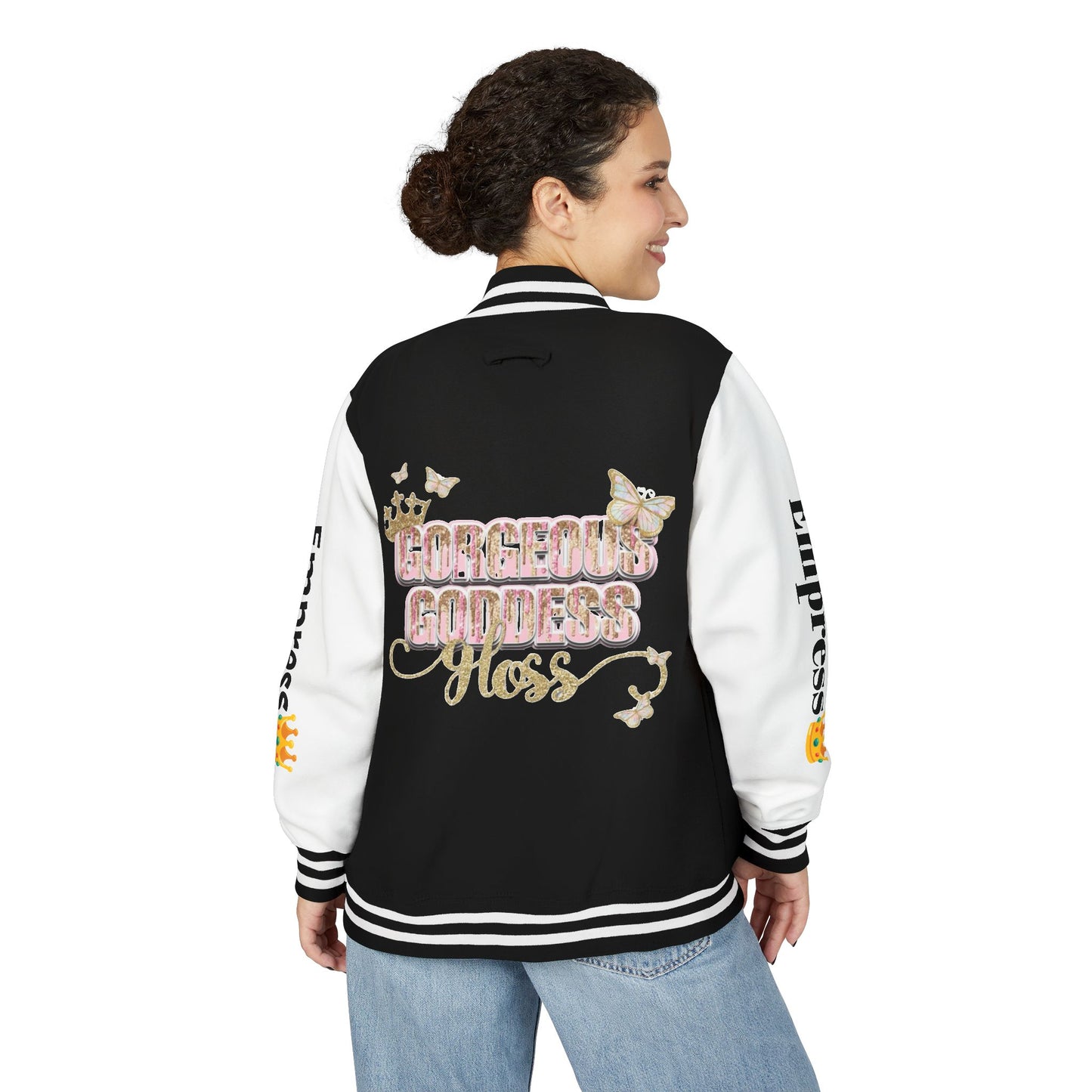 Unisex Heavyweight Letterman Jacket - Gorgeous Goddess Empress Design