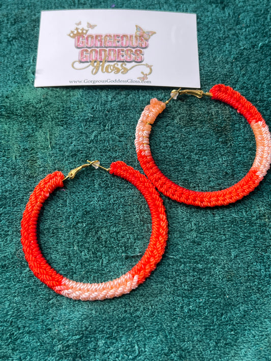 Tangerine  Crochet Earrings