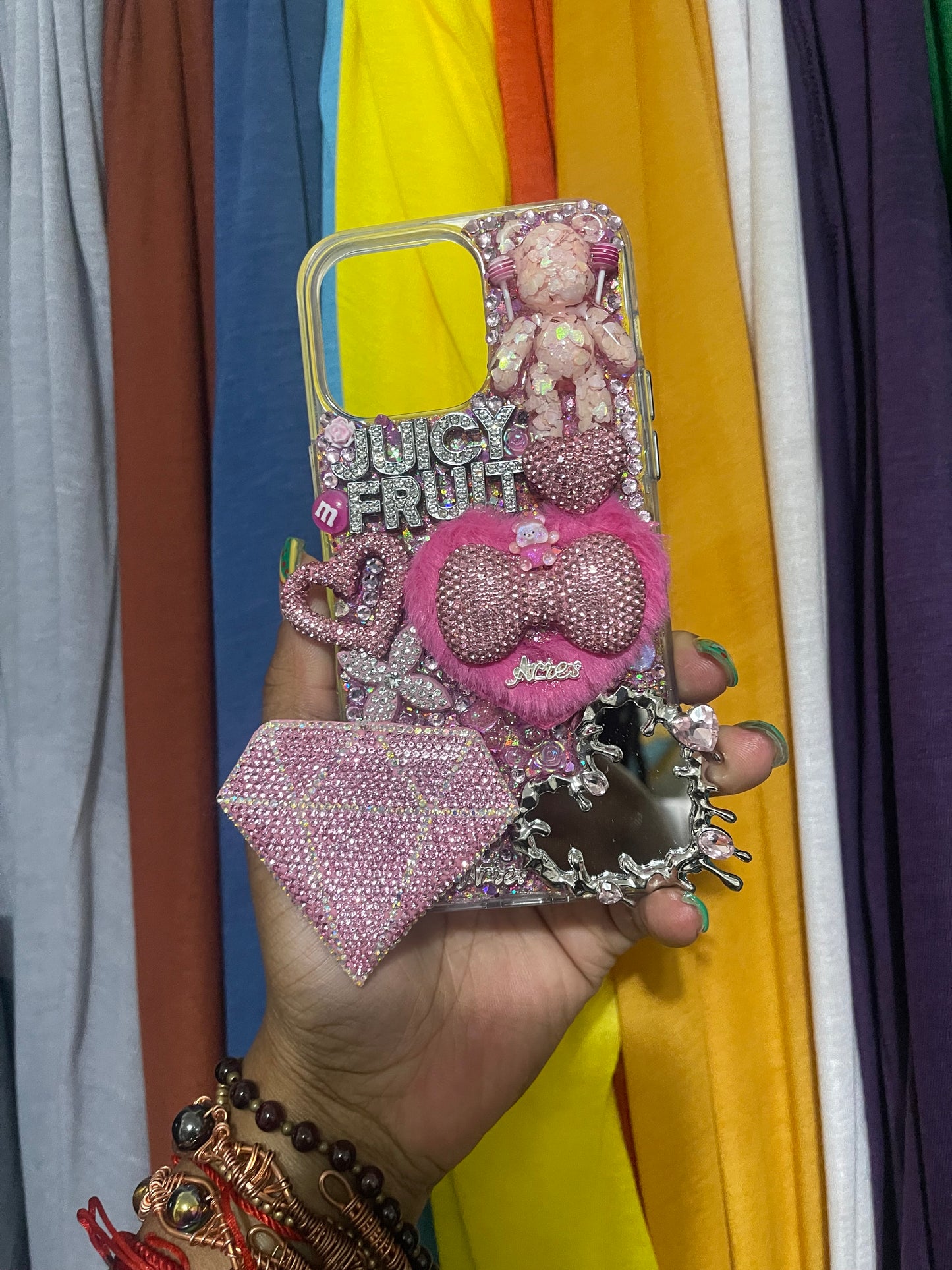 Fully Bling out Custom  Junk iPhone  Case with Mirror
