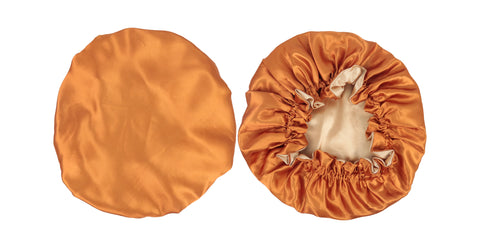 Orange / Cream Reversible Silk  Bonnet