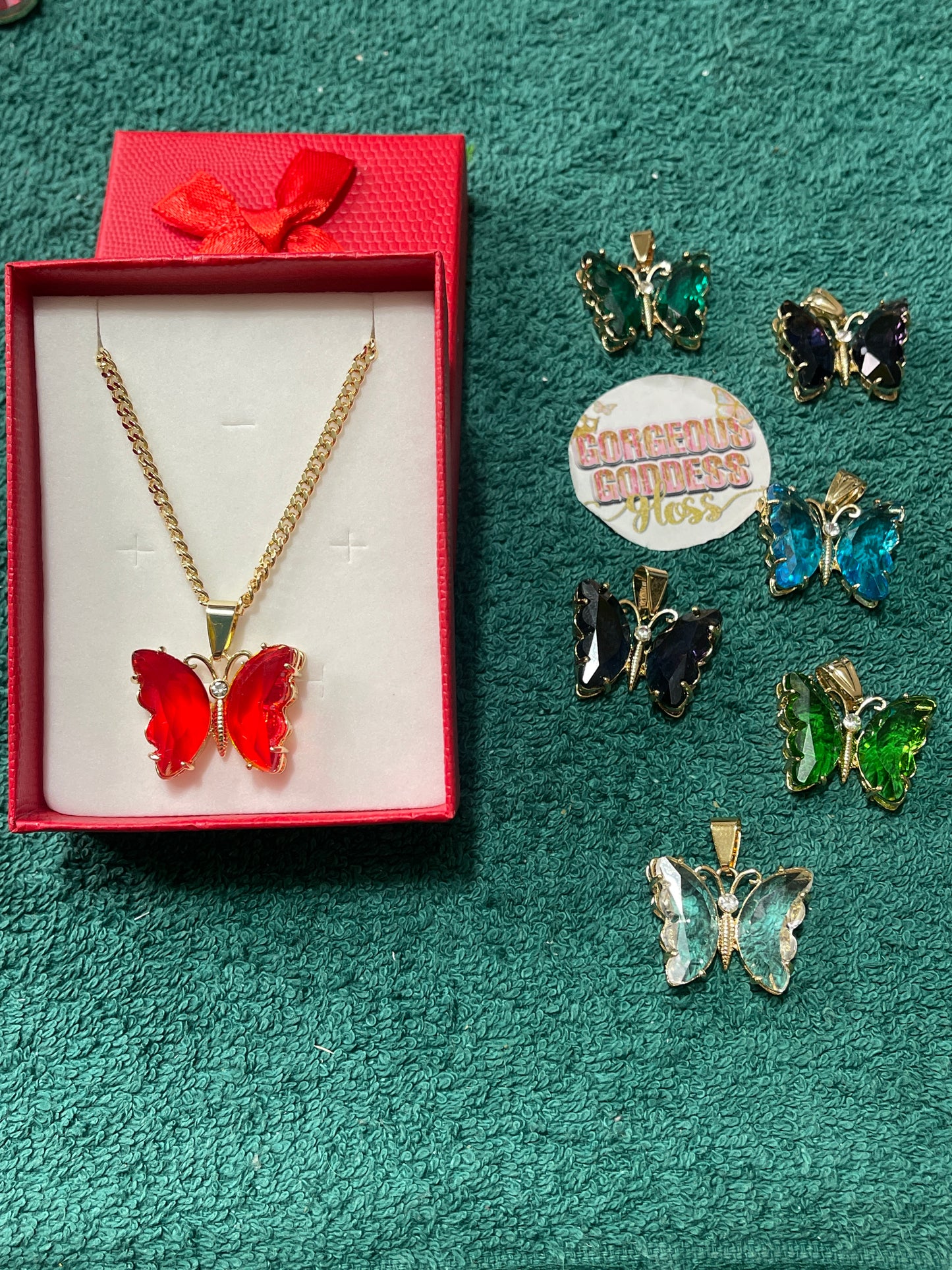 Gem Clear  Butterflies Necklace