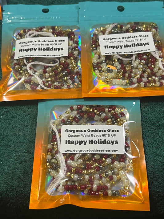 Happy Holidays custom Waist-bead Tie on waist beads(Add 4 one will be FREE )