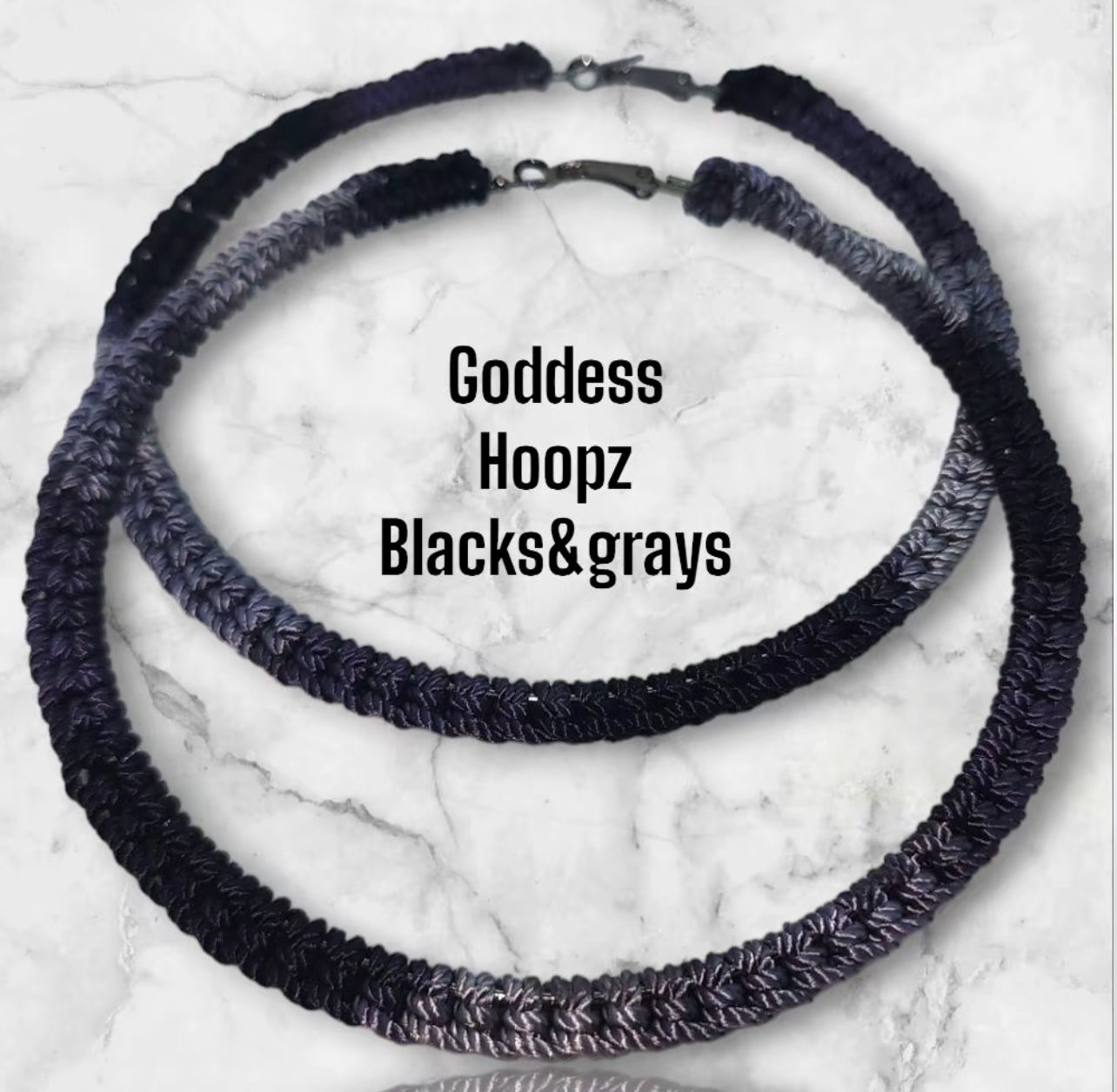 Black & Grays Crochet Earrings