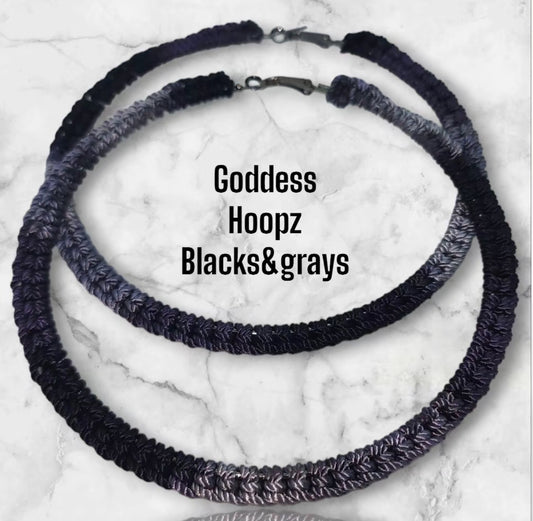 Black & Grays Crochet Earrings