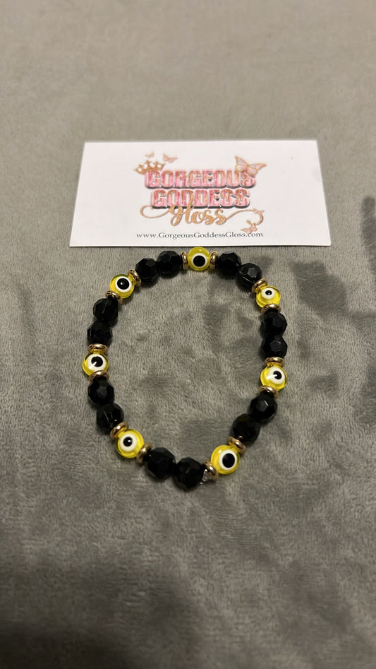 Yellow Evil Eye Custom Name / Plain  Single Bracelet