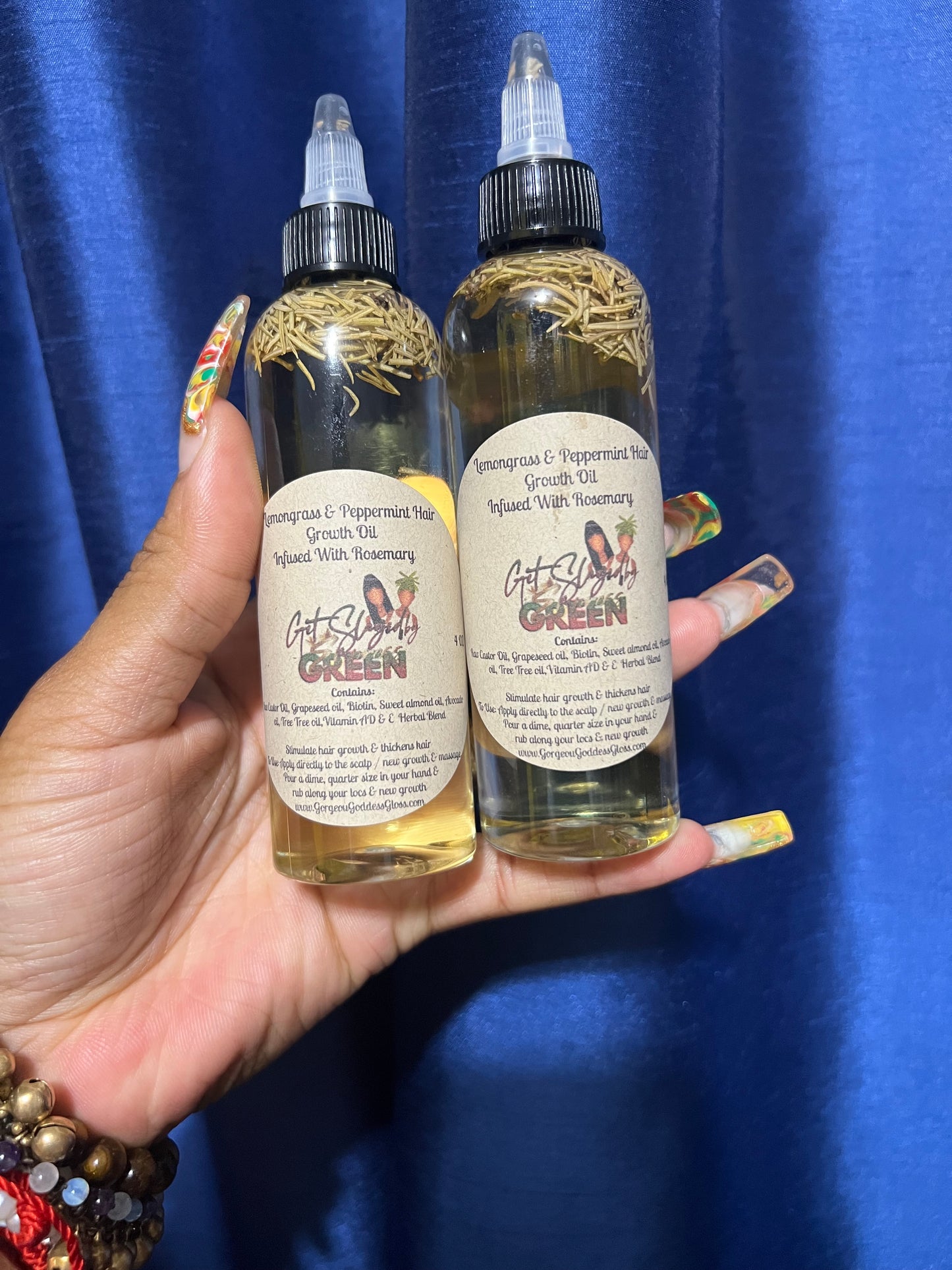 Lemongrass + peppermint hair growth oil infused with rose petals & buds