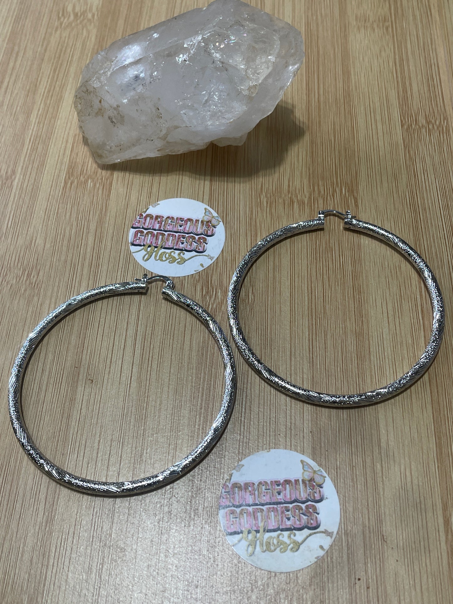 New year Silver  hoop earrings