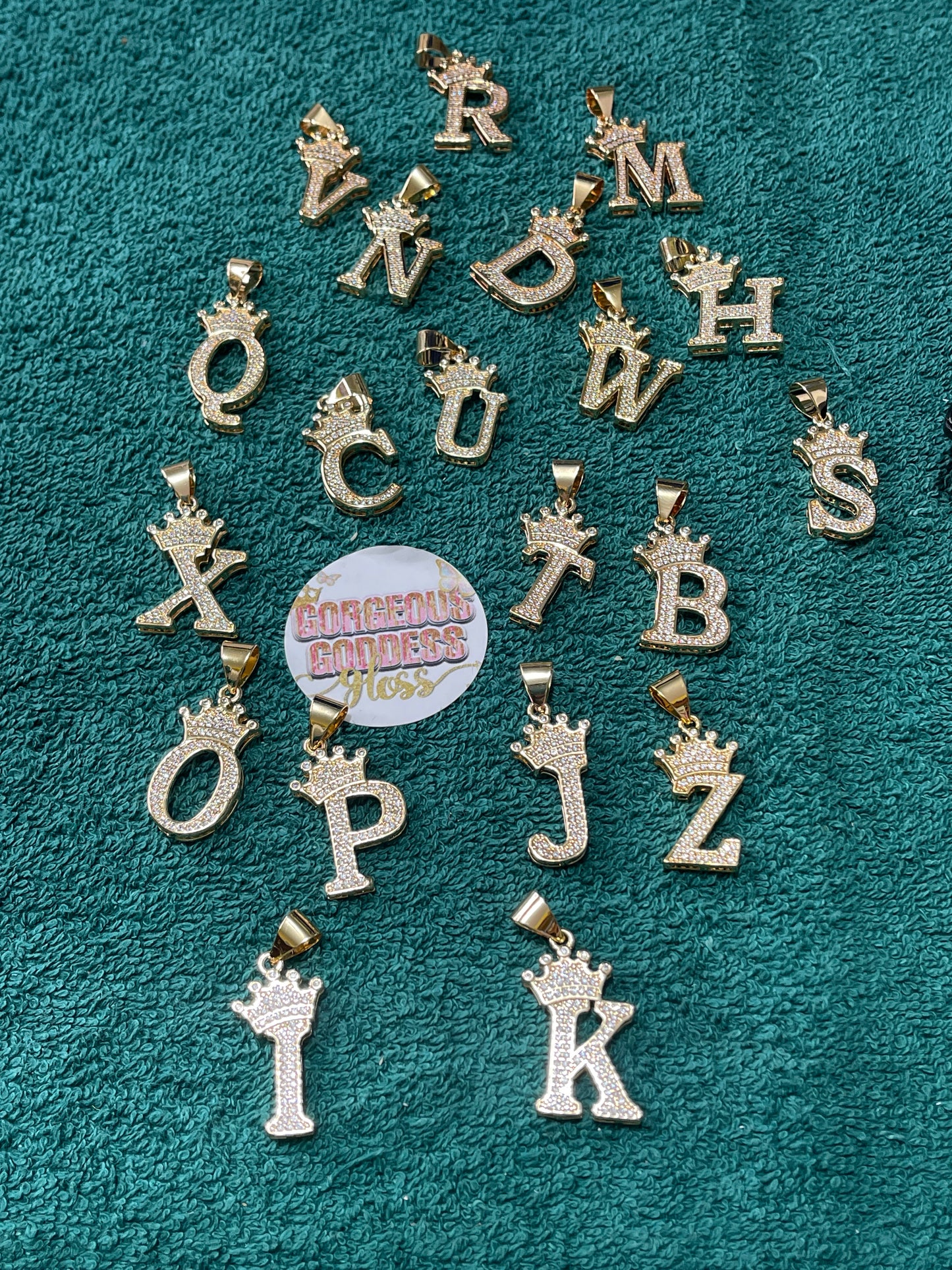 Gold Crown initial Necklace