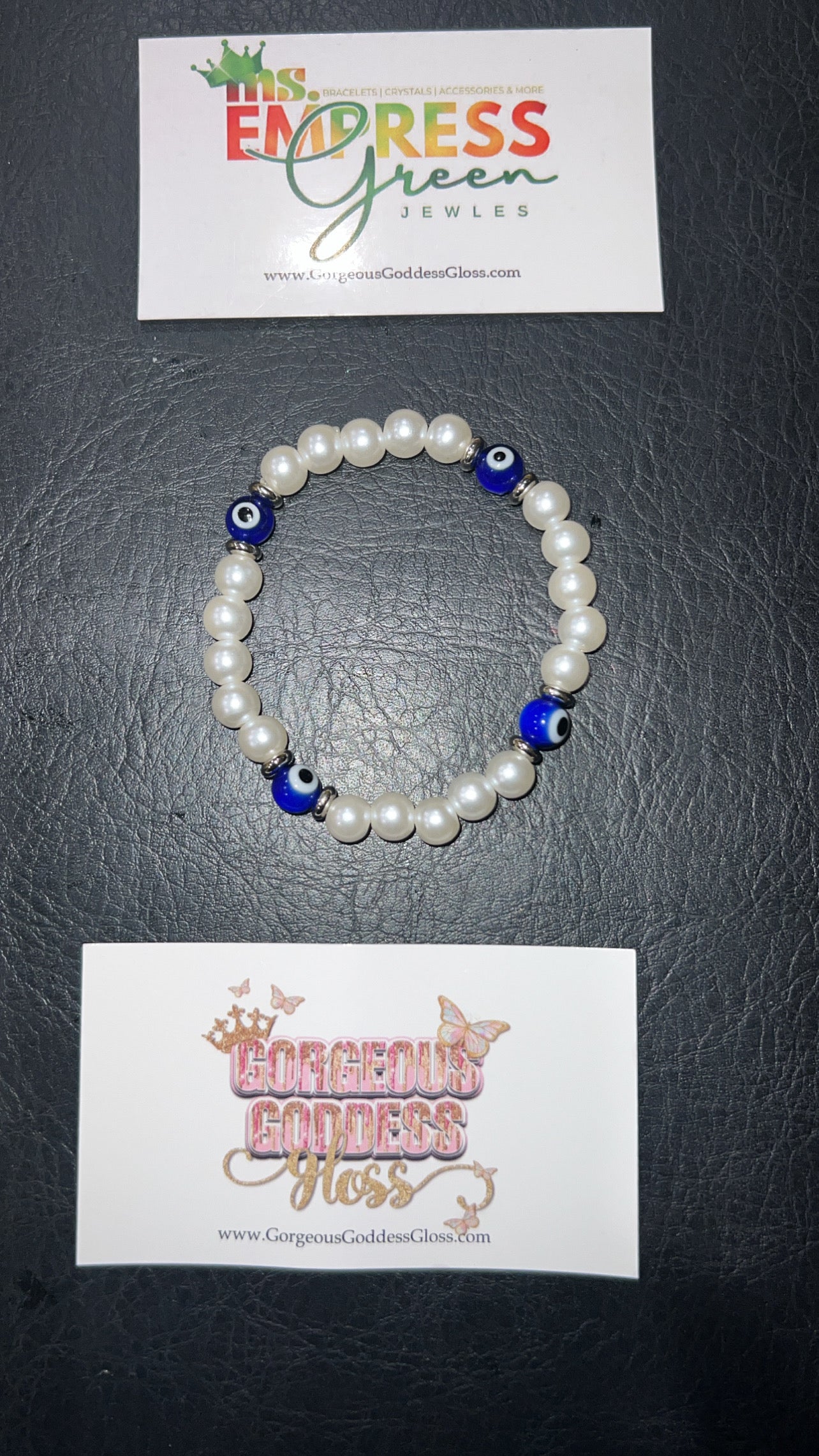 4 Blue Evil Eye Pearl Single Bracelet