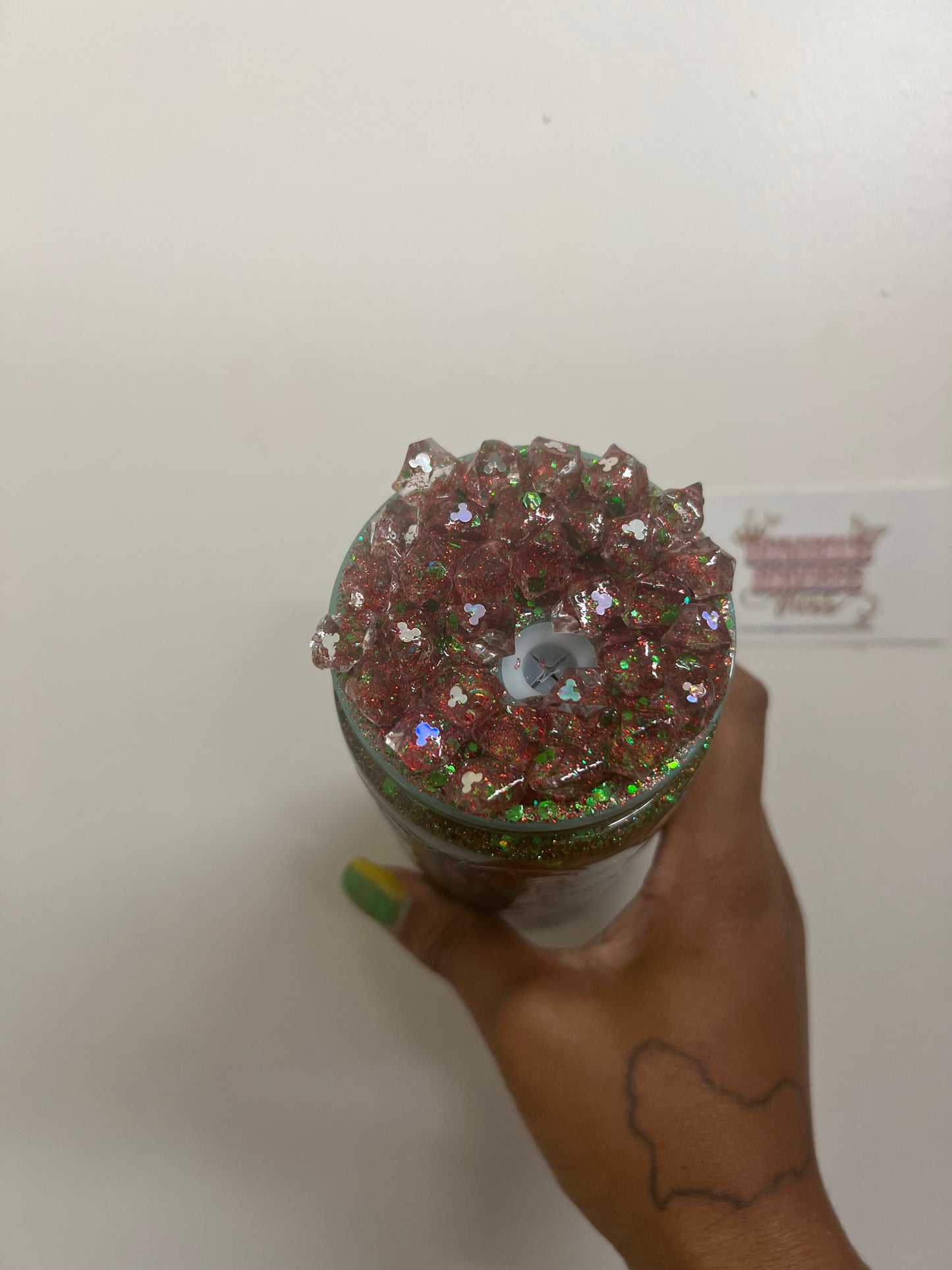 Little Mermaid Mickey Mouse Head custom Snowglobe Cup 20oz (AS PHOTO)